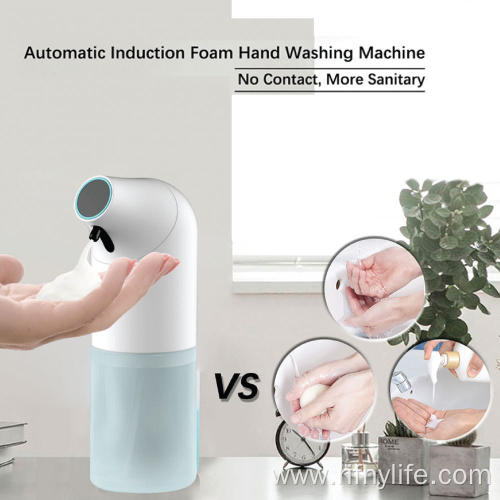 white hands free soap dispenser